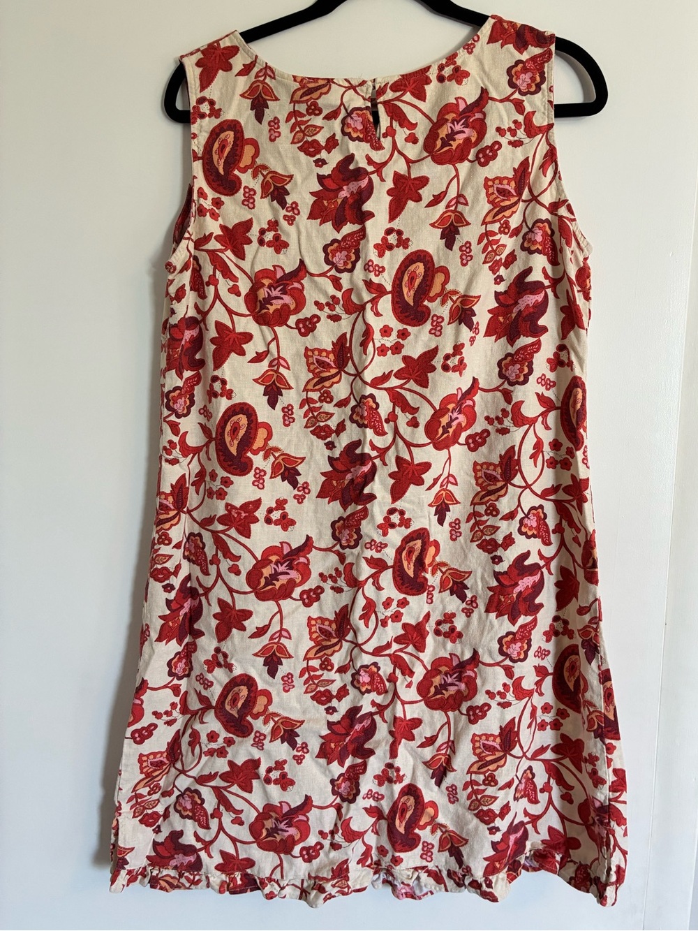 White Stag Strapless Linen Blend Red Floral Summer Dress - Picture 2 of 8